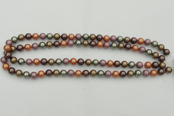 CSB312 15.5 inches 8mm round mixed color shell pearl beads