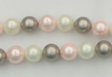 CSB313 15.5 inches 8mm round mixed color shell pearl beads