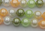 CSB328 15.5 inches 10mm round mixed color shell pearl beads