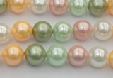 CSB329 15.5 inches 10mm round mixed color shell pearl beads