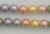 CSB330 15.5 inches 10mm round mixed color shell pearl beads