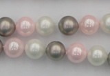 CSB335 15.5 inches 10mm round mixed color shell pearl beads