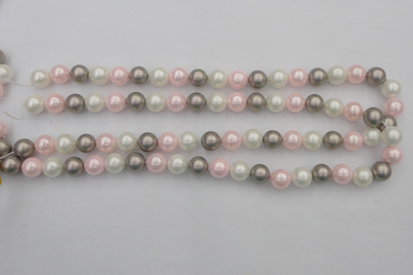 CSB335 15.5 inches 10mm round mixed color shell pearl beads