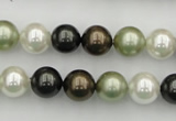 CSB337 15.5 inches 10mm round mixed color shell pearl beads