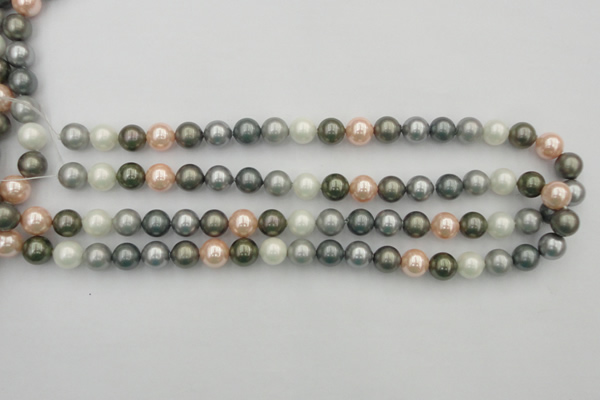 CSB338 15.5 inches 10mm round mixed color shell pearl beads