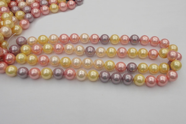 CSB354 15.5 inches 12mm round mixed color shell pearl beads