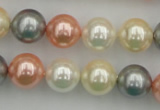 CSB355 15.5 inches 12mm round mixed color shell pearl beads