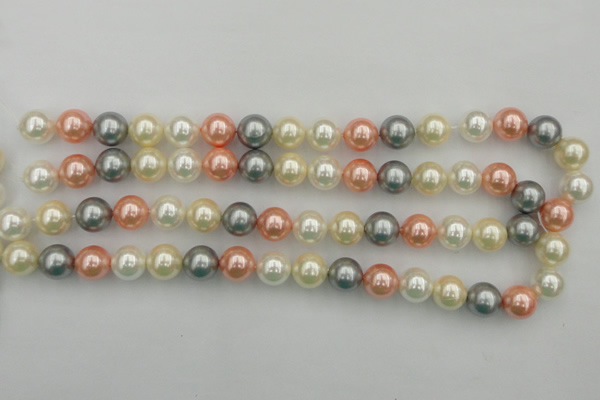 CSB355 15.5 inches 12mm round mixed color shell pearl beads