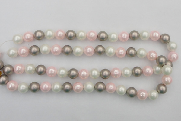 CSB356 15.5 inches 12mm round mixed color shell pearl beads