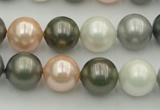 CSB363 15.5 inches 12mm round mixed color shell pearl beads