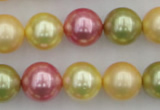 CSB378 15.5 inches 14mm round mixed color shell pearl beads