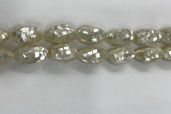 CSB4070 15.5 inches 14*26mm twisted rice abalone shell beads wholesale