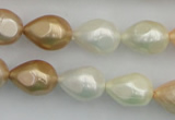 CSB415 12*15.5mm faceted teardrop mixed color shell pearl beads