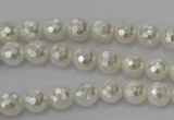 CSB450 15.5 inches 6mm faceted round shell pearl beads