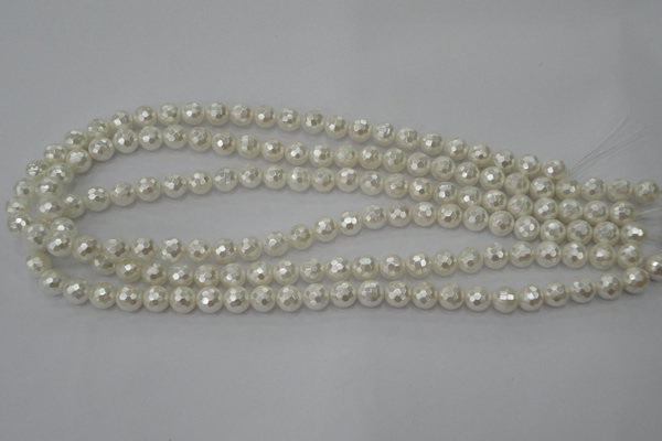 CSB450 15.5 inches 6mm faceted round shell pearl beads