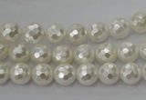 CSB451 15.5 inches 8mm faceted round shell pearl beads