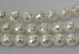 CSB452 15.5 inches 10mm faceted round shell pearl beads