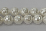 CSB453 15.5 inches 12mm faceted round shell pearl beads