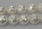 CSB455 15.5 inches 16mm faceted round shell pearl beads