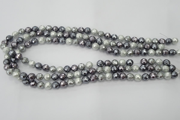 CSB460 15.5 inches 8mm faceted round mixed color shell pearl beads