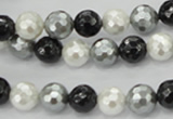 CSB471 15.5 inches 10mm faceted round mixed color shell pearl beads