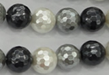 CSB474 15.5 inches 16mm faceted round mixed color shell pearl beads