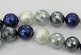 CSB481 15.5 inches 10mm faceted round mixed color shell pearl beads