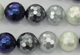 CSB484 15.5 inches 16mm faceted round mixed color shell pearl beads