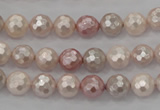 CSB490 15.5 inches 8mm faceted round mixed color shell pearl beads