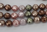 CSB500 15.5 inches 8mm faceted round mixed color shell pearl beads