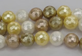 CSB521 15.5 inches 10mm faceted round mixed color shell pearl beads