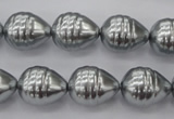 CSB550 15.5 inches 12*15mm whorl teardrop shell pearl beads