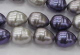 CSB551 15.5 inches 12*15mm whorl teardrop mixed color shell pearl beads