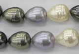 CSB552 15.5 inches 12*15mm whorl teardrop mixed color shell pearl beads