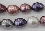 CSB553 15.5 inches 12*15mm whorl teardrop mixed color shell pearl beads