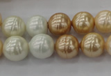 CSB611 15.5 inches 12mm whorl round mixed color shell pearl beads