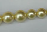 CSB923 15.5 inches 8mm - 14mm round shell pearl beads wholesale