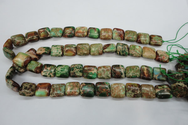 CSE115 15.5 inches 16*16mm square dyed natural sea sediment jasper beads