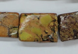 CSE148 18*25mm twisted rectangle dyed natural sea sediment jasper beads