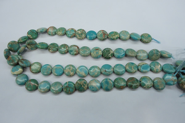 CSE84 15.5 inches 14mm flat round dyed natural sea sediment jasper beads