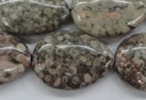 CSF04 15.5 inches 22*30mm flat teardrop shell fossil jasper beads