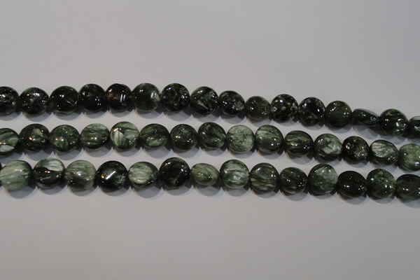 CSH120 15.5 inches 8mm flat round natural seraphinite gemstone beads