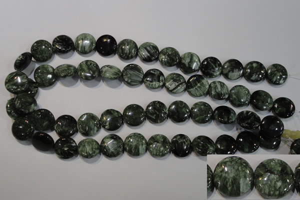 CSH124 15.5 inches 16mm flat round natural seraphinite gemstone beads