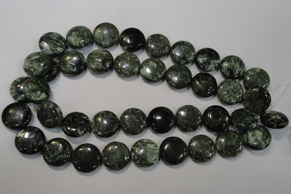 CSH126 15.5 inches 20mm flat round natural seraphinite gemstone beads