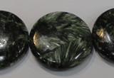 CSH128 15.5 inches 30mm flat round natural seraphinite gemstone beads