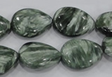 CSH51 15*20mm flat teardrop natural seraphinite gemstone beads