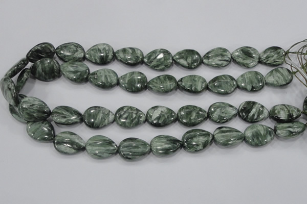 CSH51 15*20mm flat teardrop natural seraphinite gemstone beads