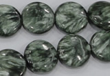 CSH52 15 inches 14mm flat round natural seraphinite gemstone beads