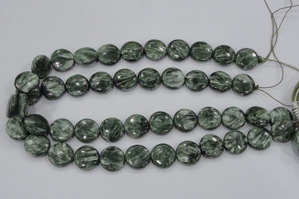 CSH52 15 inches 14mm flat round natural seraphinite gemstone beads