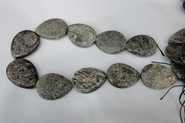 CSI40 15.5 inches 30*40mm flat teardrop silver scale stone beads wholesale